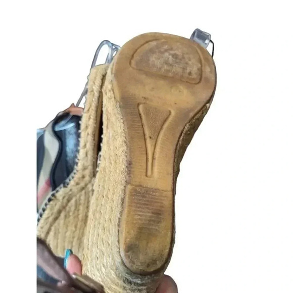 Burberry without tag Espadrilles Wedge Toe Sandals Women's 9.5  Mid Heel… - Picture 2 of 9